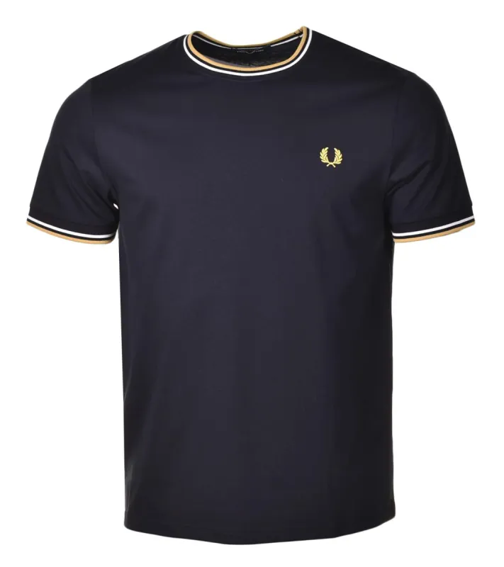 Twin Tipped T Shirt Navy Ecru Honey sold by RAGAZZI