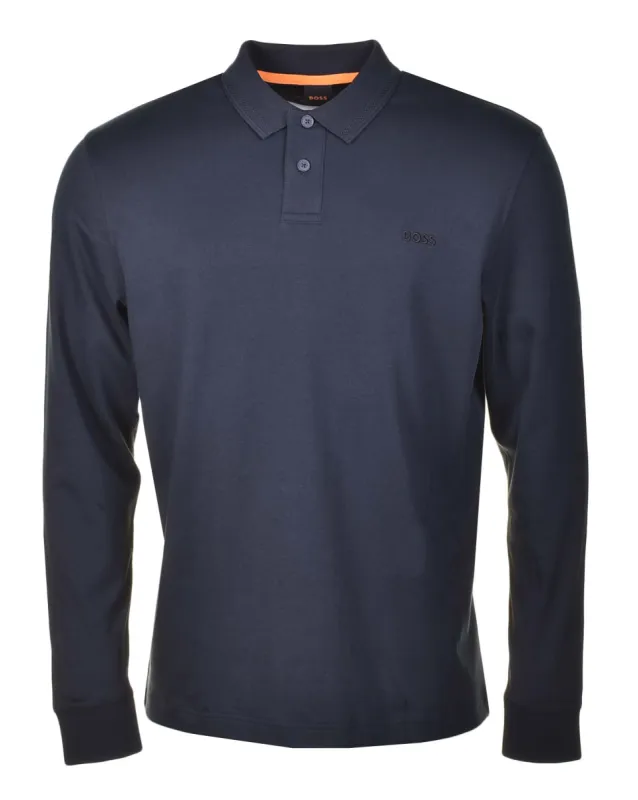 Pe Interlock Long Sleeve Polo Shirt Navy sold by RAGAZZI