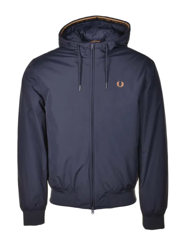 Padded Hooded Brentham Jacket Navy made by Fred Perry