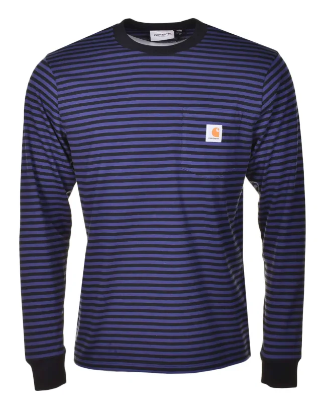 Verner Pocket Stripe Long Sleeve T Shirt Black Aura sold by RAGAZZI