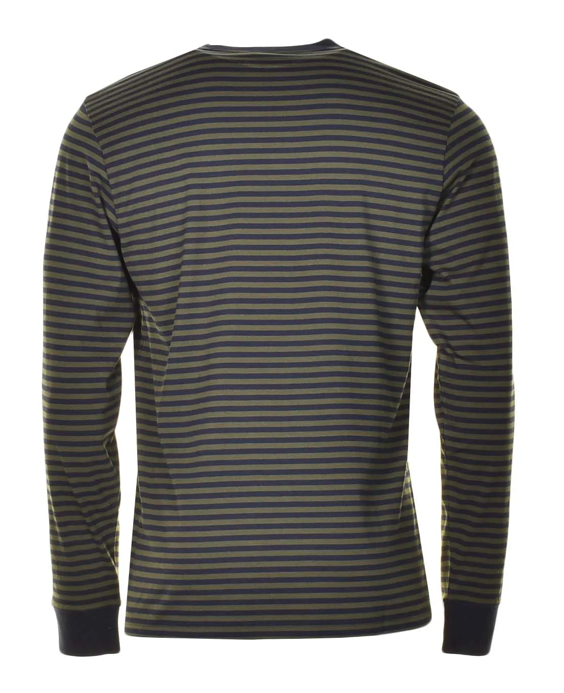 Verner Pocket Stripe Long Sleeve T Shirt Dark Navy Office Green sold by RAGAZZI product image thumbnail 2