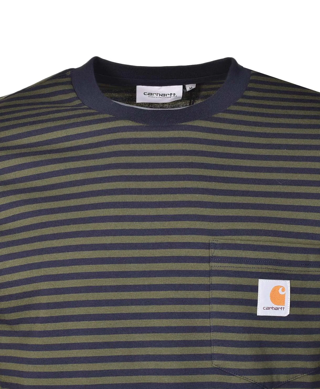 Verner Pocket Stripe Long Sleeve T Shirt Dark Navy Office Green sold by RAGAZZI product image thumbnail 3