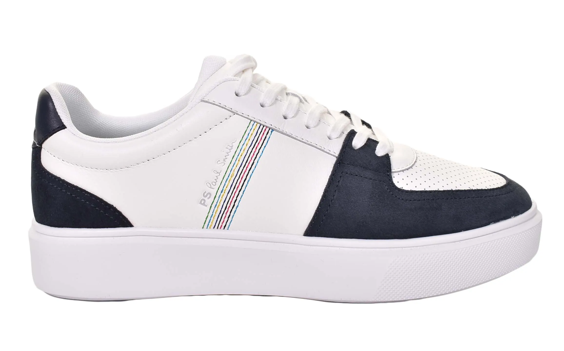Tyne Leather Trainers White Navy sold by RAGAZZI