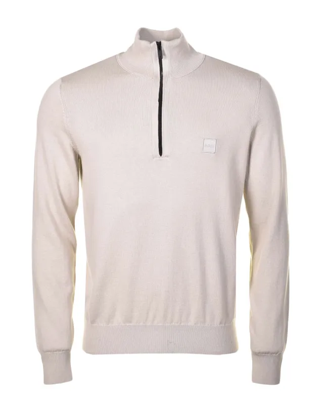 Kanobix Knitted Quarter Zip Light Beige made by BOSS ORANGE