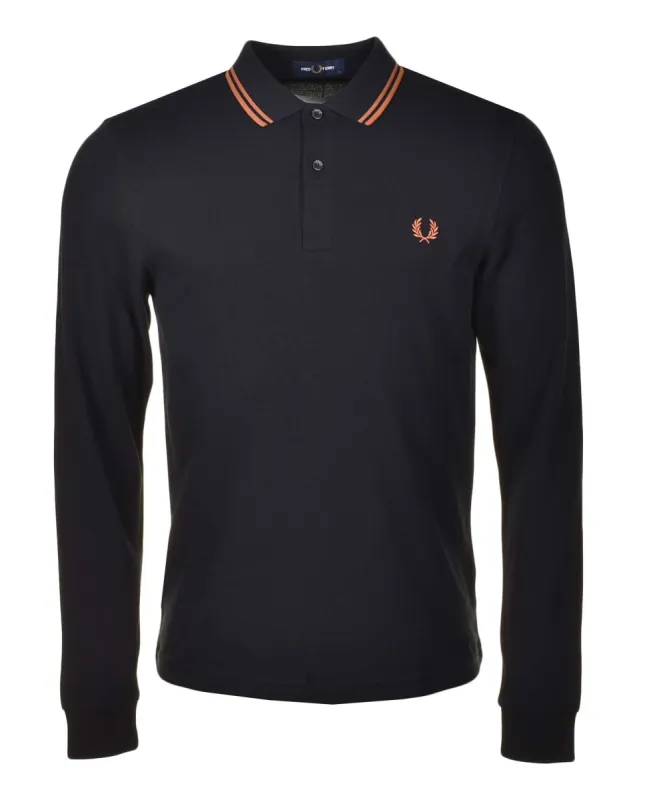 Long Sleeve Twin Tipped Polo Shirt Black Marmalade sold by RAGAZZI