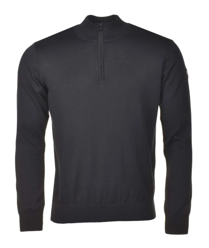 Cool Touch Merino Wool Half Zip Black sold by RAGAZZI