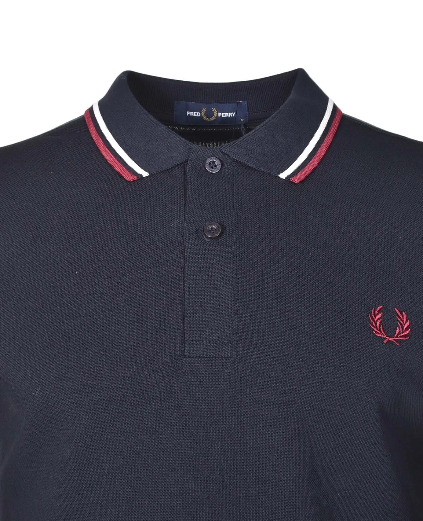 Long Sleeve Twin Tipped Polo Shirt Navy Snow White Red sold by RAGAZZI product image thumbnail 3