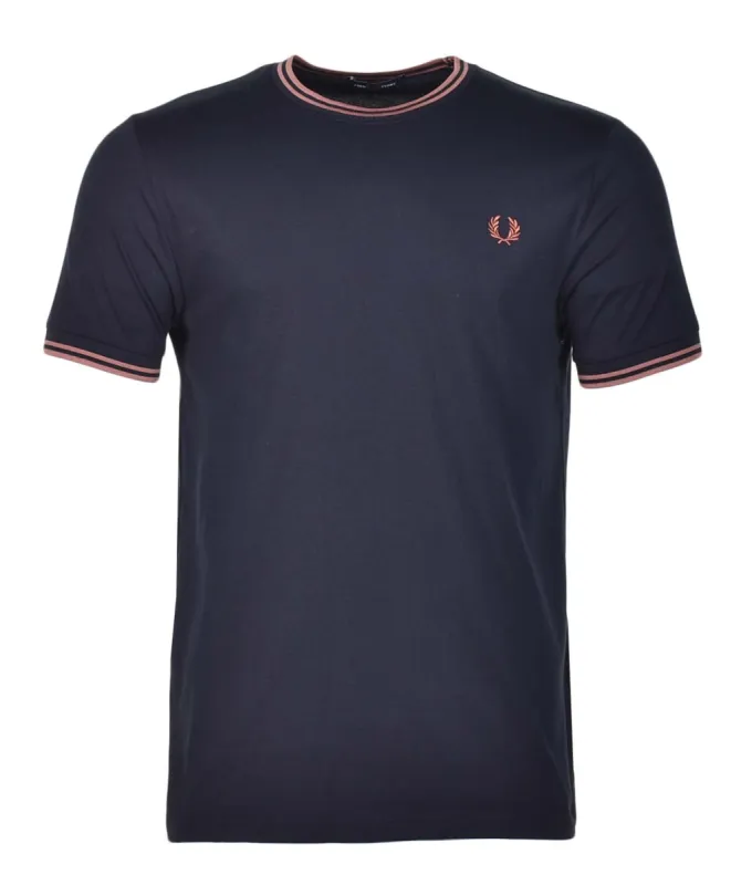 Twin Tipped T Shirt Navy Cinnamon sold by RAGAZZI