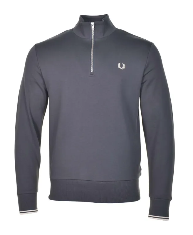 Half Zip Sweatshirt Anchor Grey Oatmeal made by Fred Perry