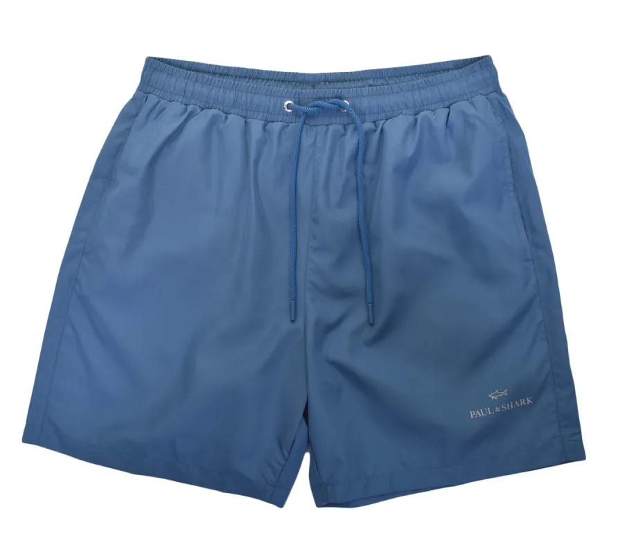 Silver Logo Swim Shorts Blue sold by RAGAZZI