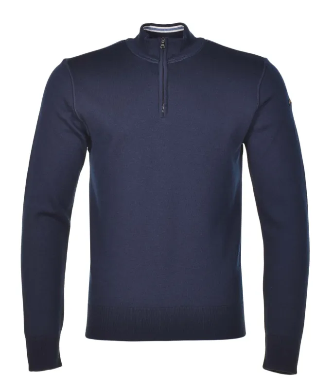 Moon Logo Knitted Wool Half Zip Navy sold by RAGAZZI