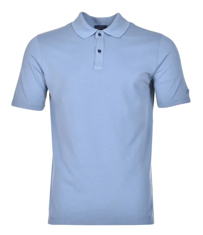 Short Sleeve Tonal Moon Logo Polo Shirt Blue sold by RAGAZZI