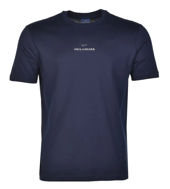 Short Sleeve Silver Centre Logo T Shirt Navy sold by RAGAZZI