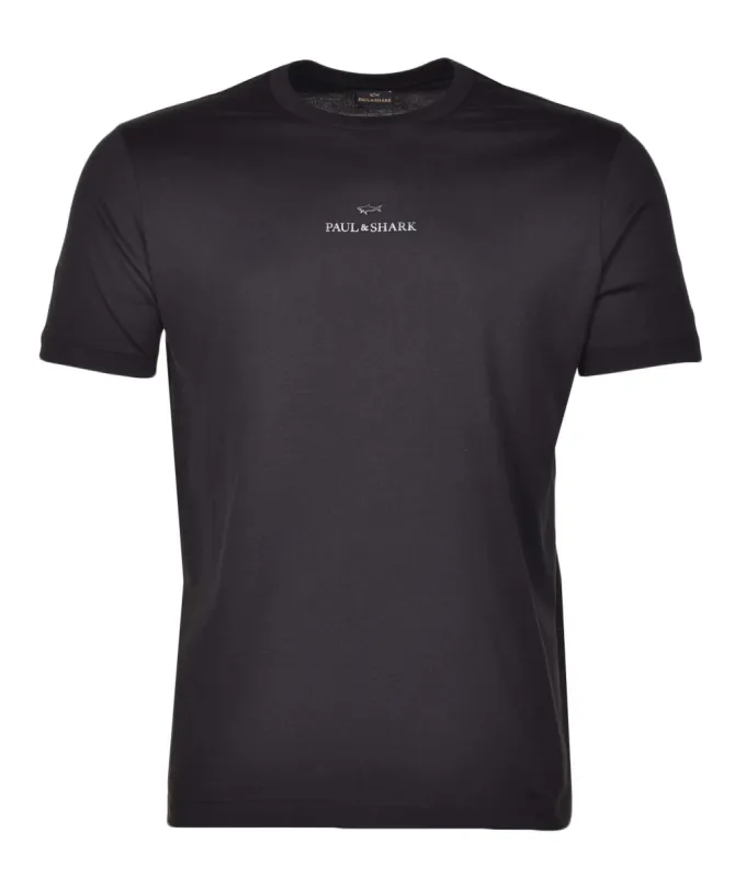 Short Sleeve Silver Centre Logo T Shirt Black sold by RAGAZZI