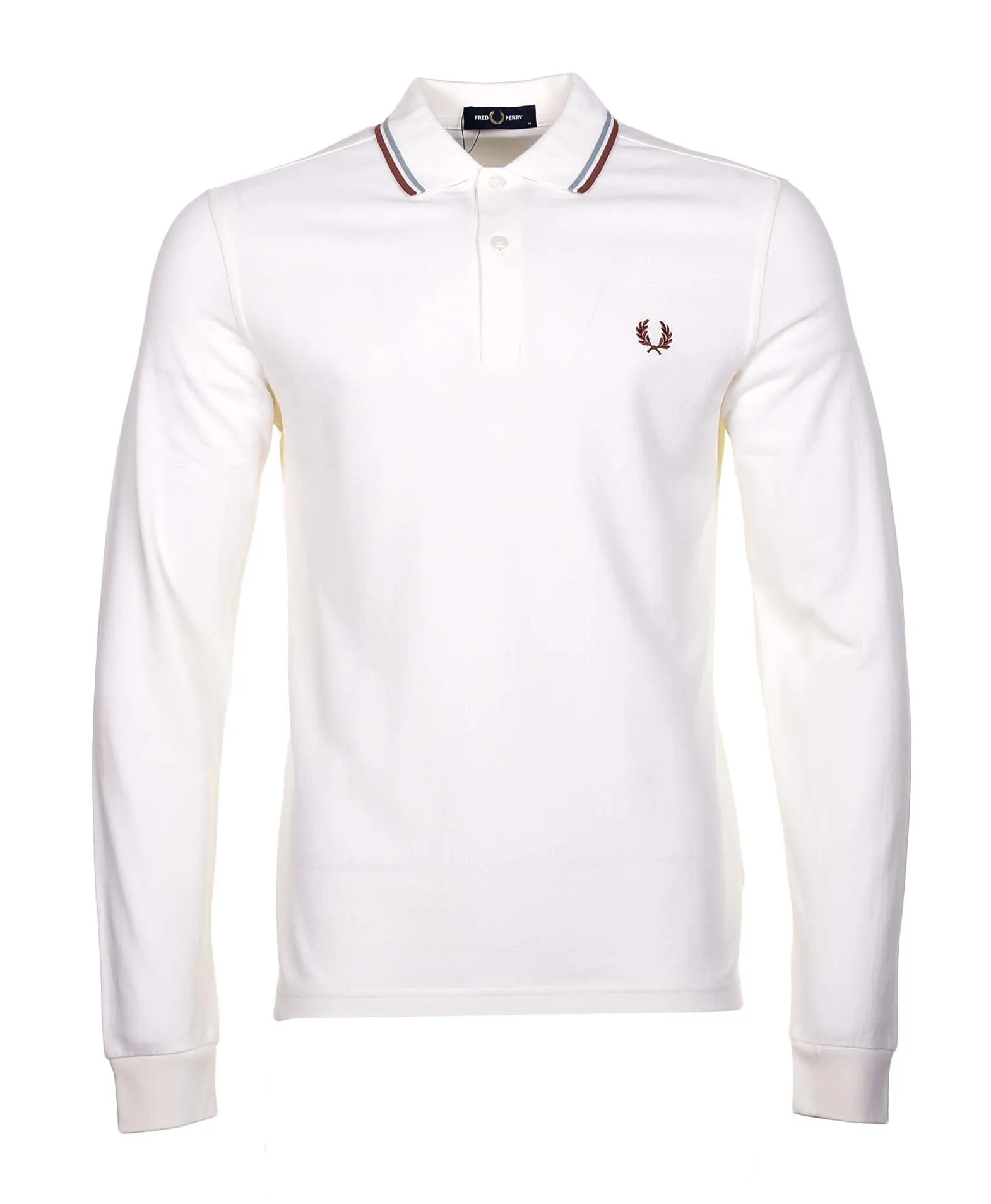 Long Sleeve Twin Tipped Polo Shirt Light Ecru Silver Cinnamon sold by RAGAZZI