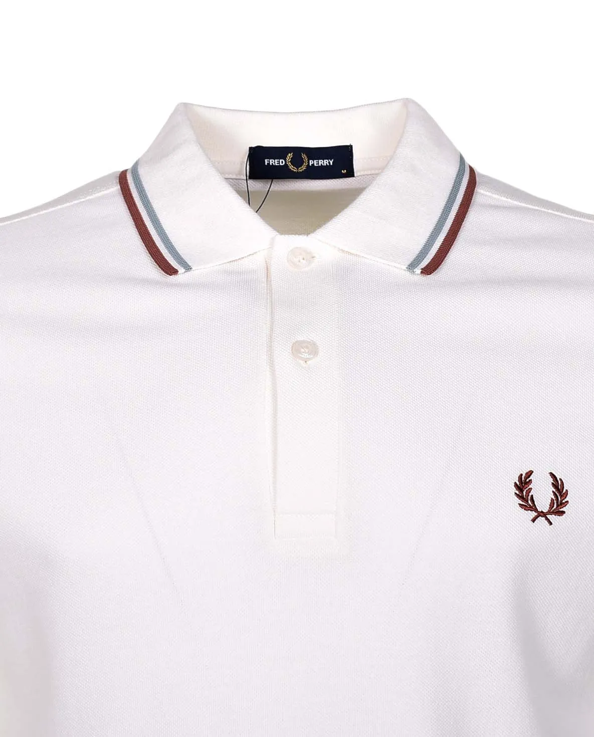 Long Sleeve Twin Tipped Polo Shirt Light Ecru Silver Cinnamon sold by RAGAZZI product image thumbnail 3
