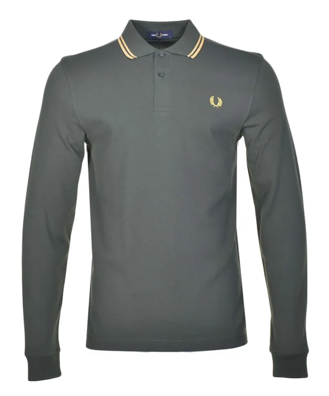 Long Sleeve Twin Tipped Polo Shirt Court Green Honeycomb sold by RAGAZZI