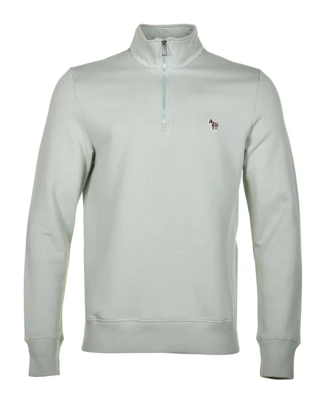 Zebra Half Zip Sweatshirt 30B Pastel Green made by Paul Smith
