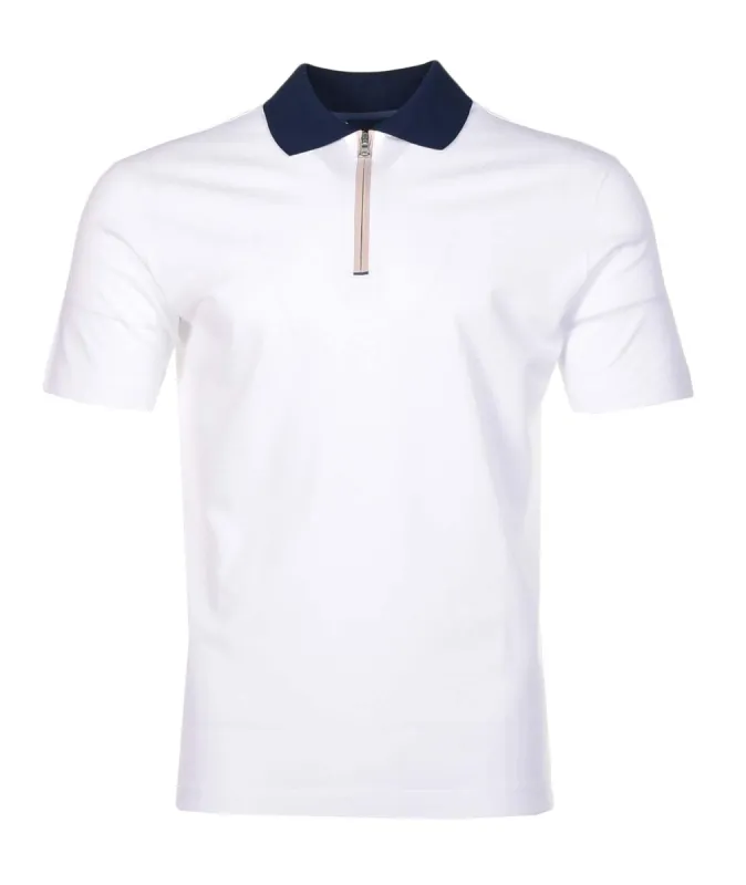 Super Soft S/S Quarter Zip Polo Shirt White sold by RAGAZZI