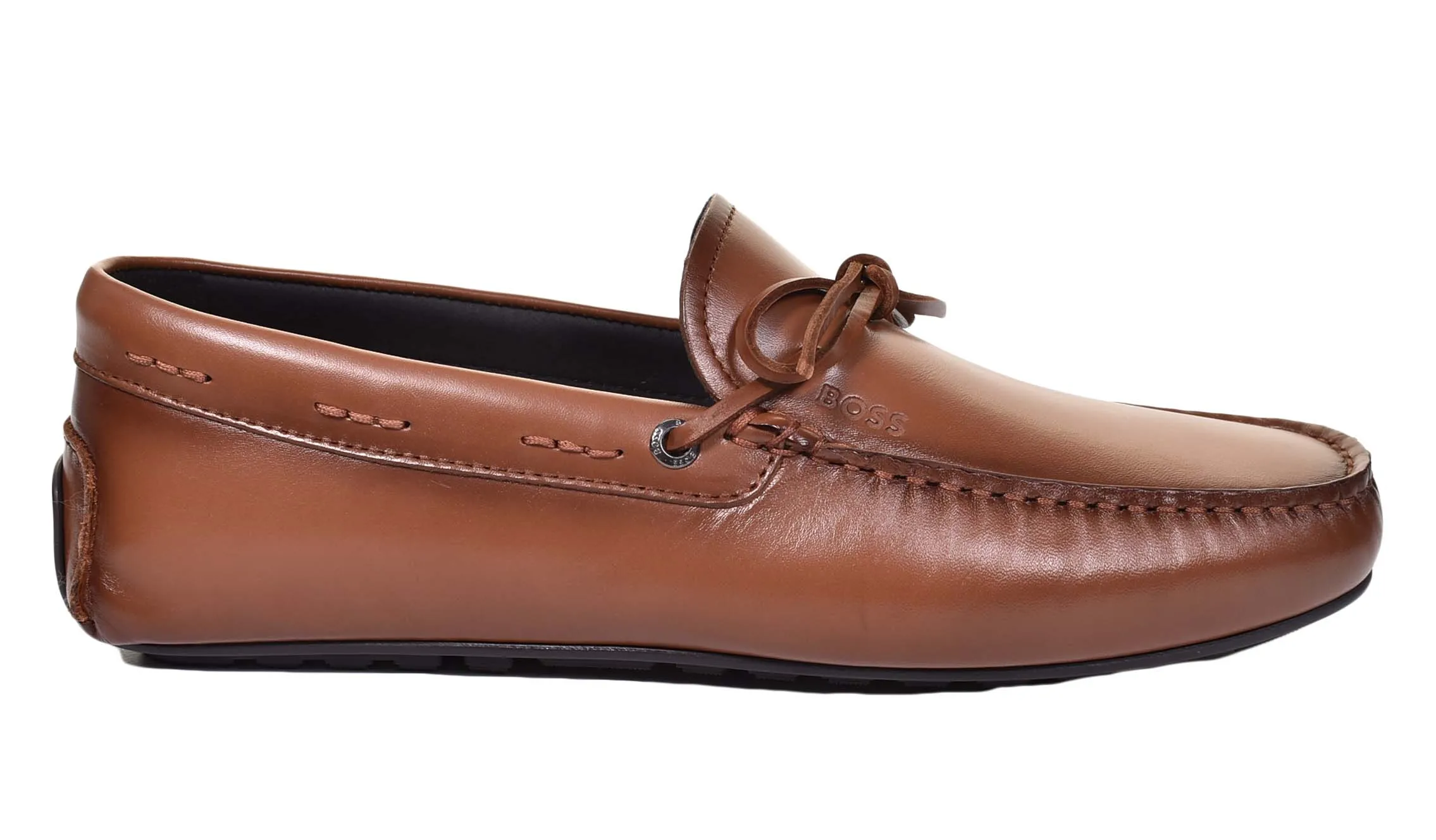 Noel Moccasin Leather Driver Shoe Medium Brown sold by RAGAZZI