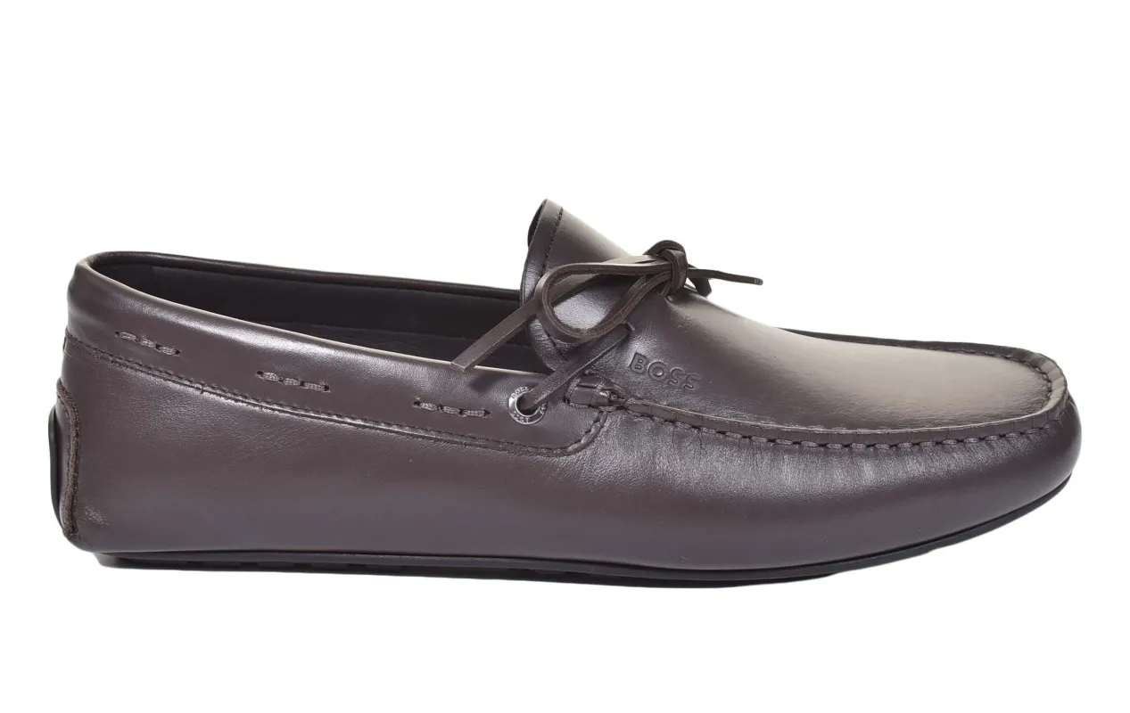 Noel Moccasin Leather Driver Shoe 201 Dark Brown sold by RAGAZZI