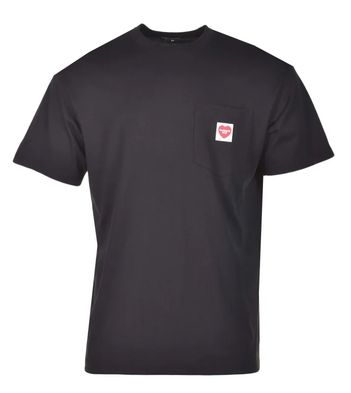 Short Sleeve Pocket Heart T Shirt Black sold by RAGAZZI