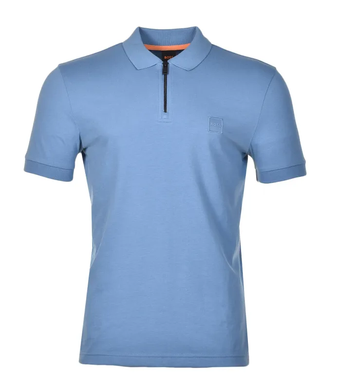 Passerzip Short Sleeve Polo 462 Open Blue sold by RAGAZZI
