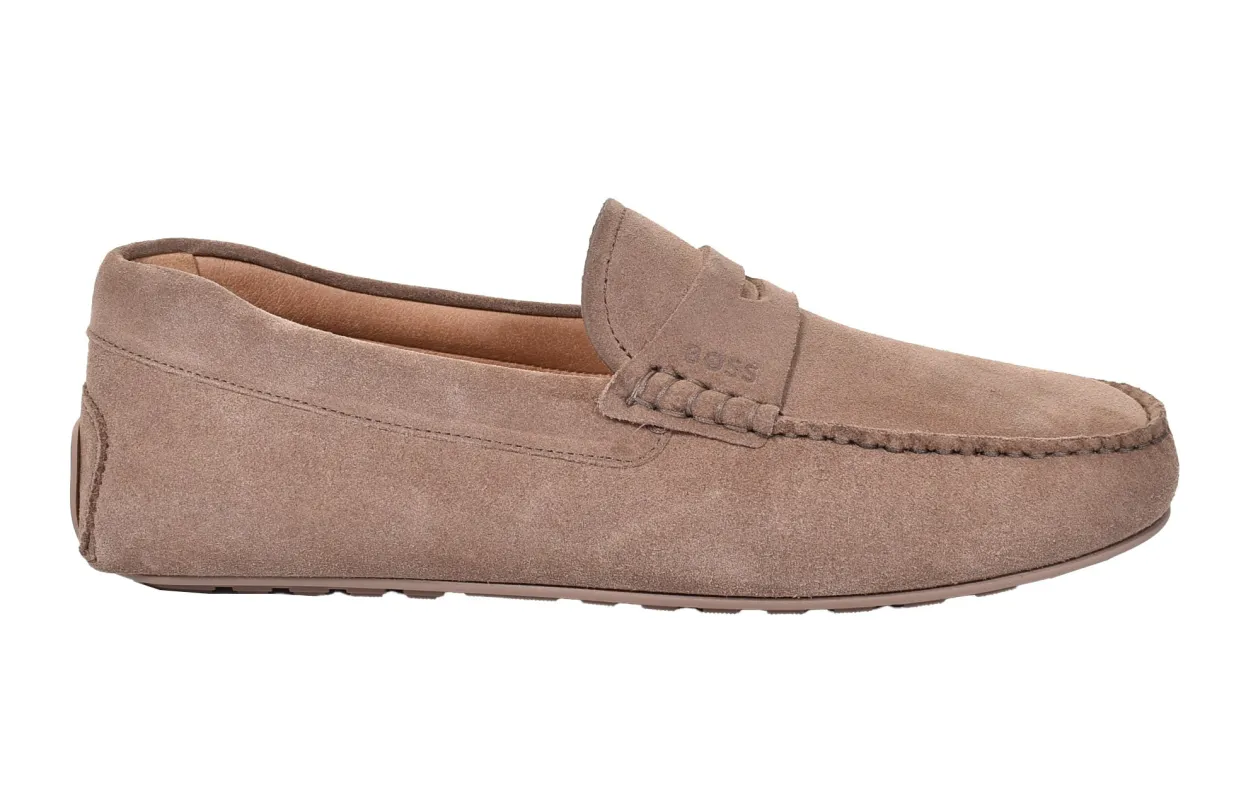 Noel Moccasin Suede Driver Shoe Medium Beige sold by RAGAZZI