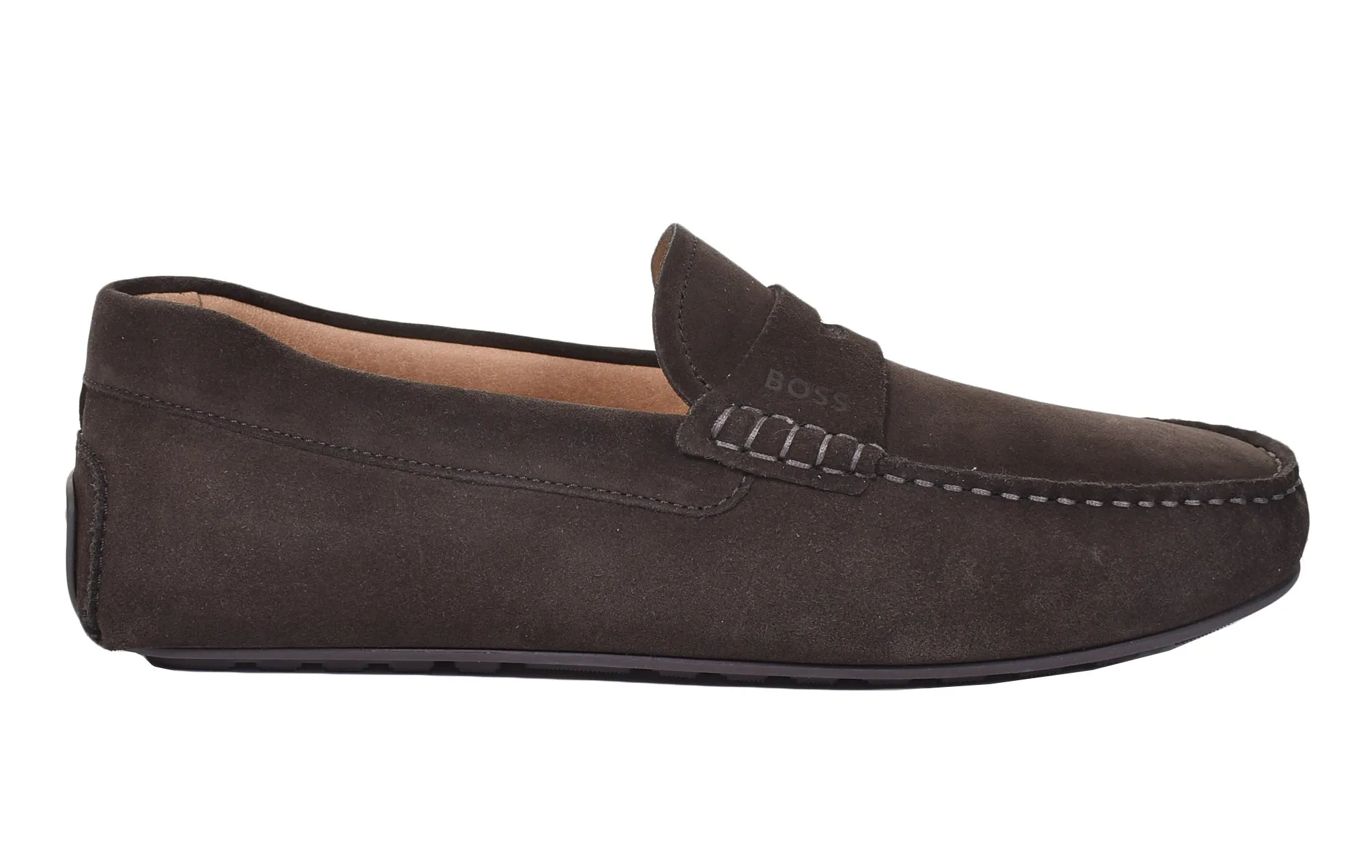 Noel Moccasin Suede Driver Shoe Dark Brown sold by RAGAZZI