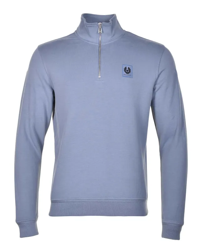 Quarter Zip Sweatshirt Blue Flint made by Belstaff