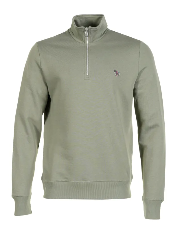 Zebra Half Zip Sweatshirt Green made by Paul Smith