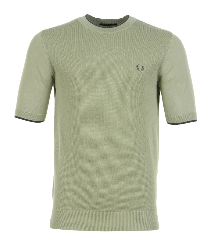 Texture Front Knitted T Shirt Olive Mint sold by RAGAZZI