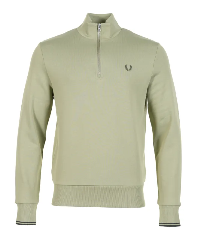 Half Zip Sweatshirt Olive Mint made by Fred Perry