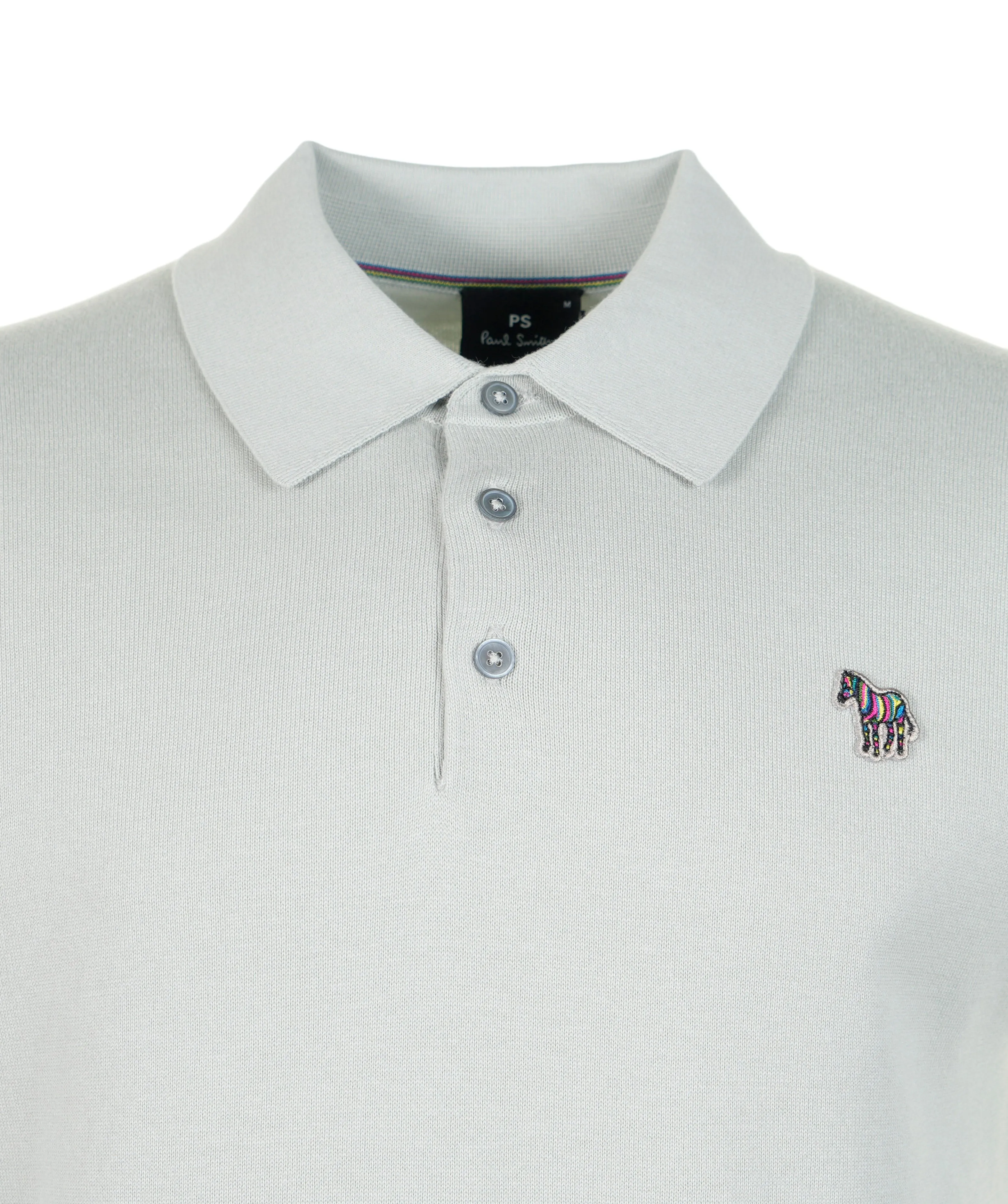 Knitted Short Sleeve Zebra Badge Polo Shirt 70c Grey sold by RAGAZZI product image thumbnail 3