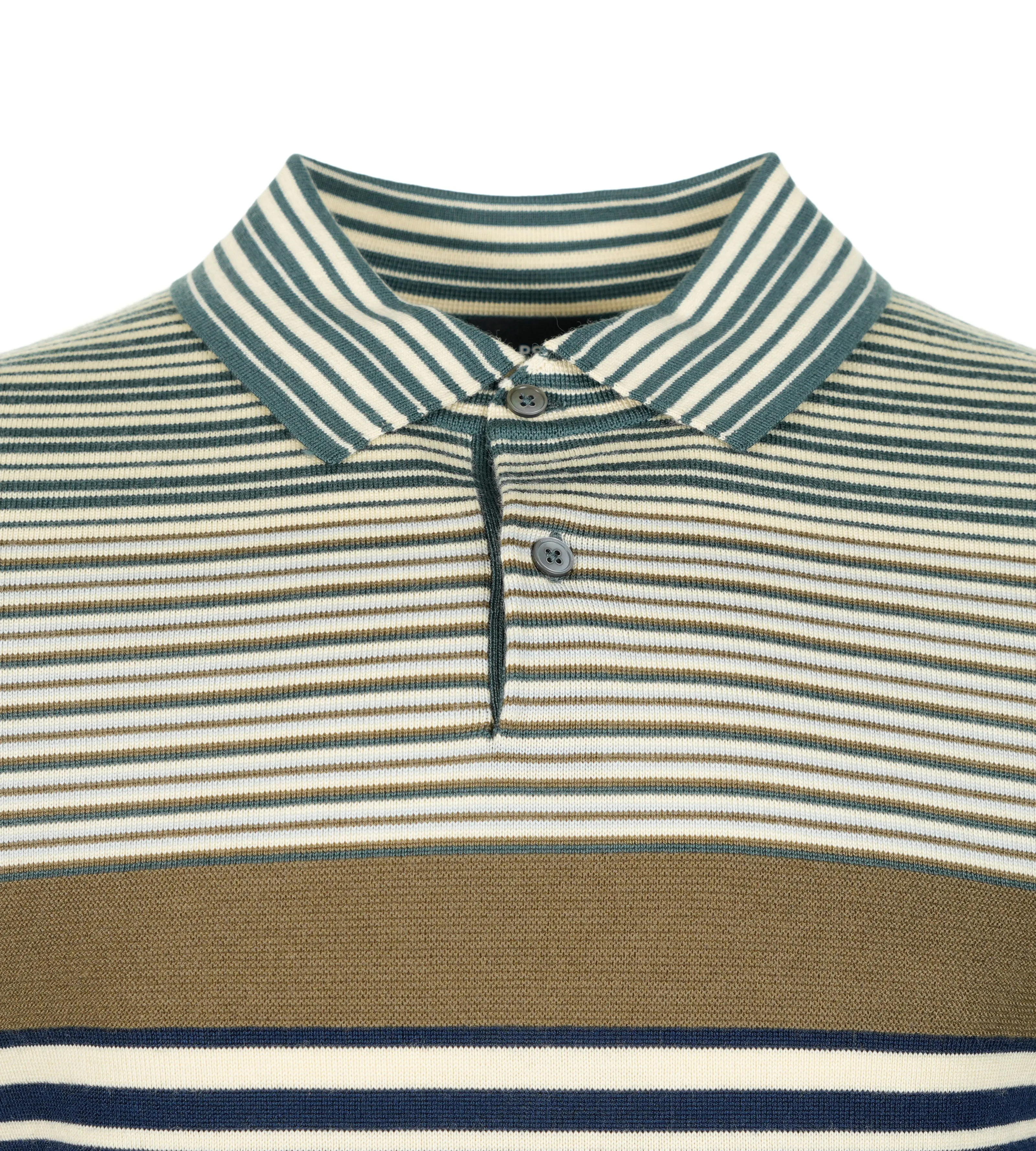 Knitted Long Sleeve Striped Polo Shirt Petrol Green sold by RAGAZZI product image thumbnail 3