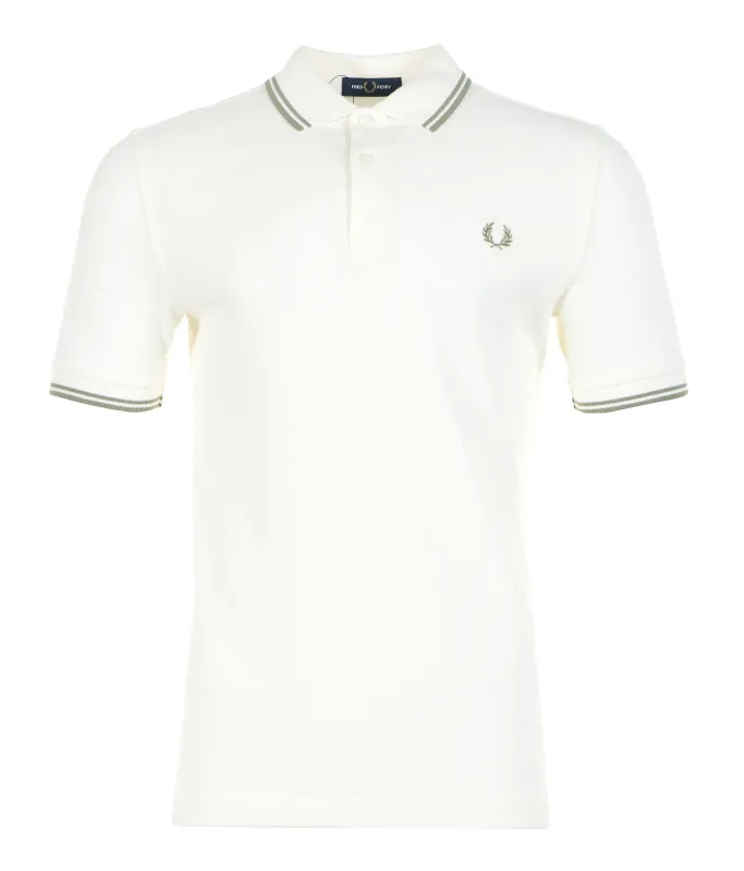 Short Sleeve Twin Tipped Polo Shirt Light Ecru Olive Mint sold by RAGAZZI