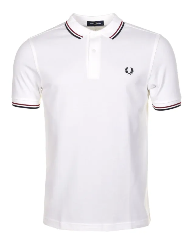 Short Sleeve Twin Tipped Polo Shirt Snow White Red sold by RAGAZZI