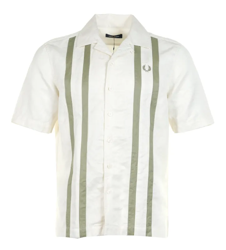Panelled Linen Blend Short Sleeve Shirt Light Ecru sold by RAGAZZI