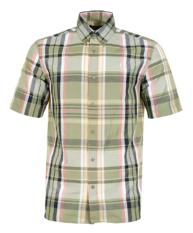 Short Sleeve Madras Check Shirt Olive Mint sold by RAGAZZI