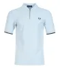 Crepe Pique Zip Neck Polo Shirt Light Smoke sold by RAGAZZI
