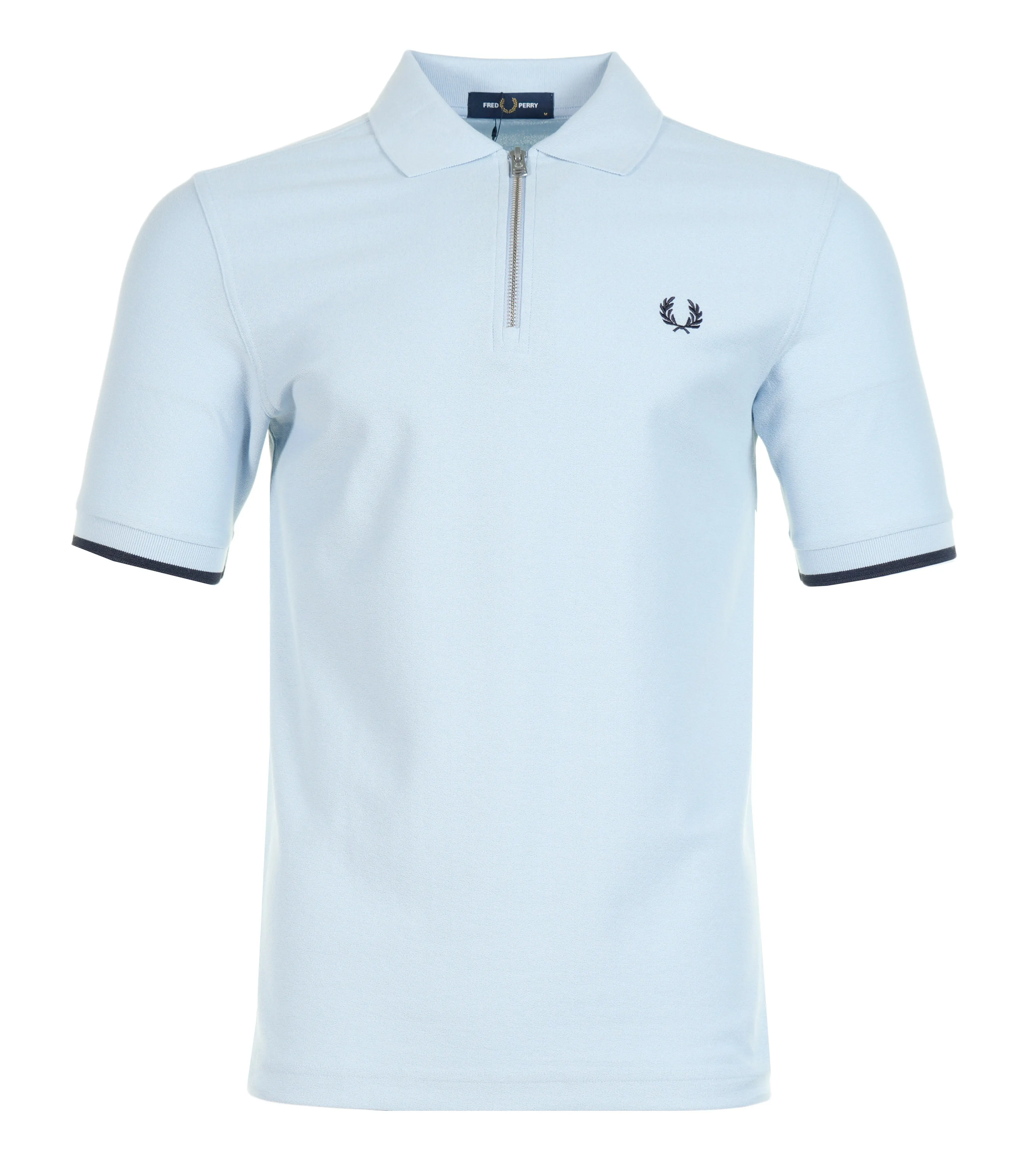 Crepe Pique Zip Neck Polo Shirt Light Smoke sold by RAGAZZI