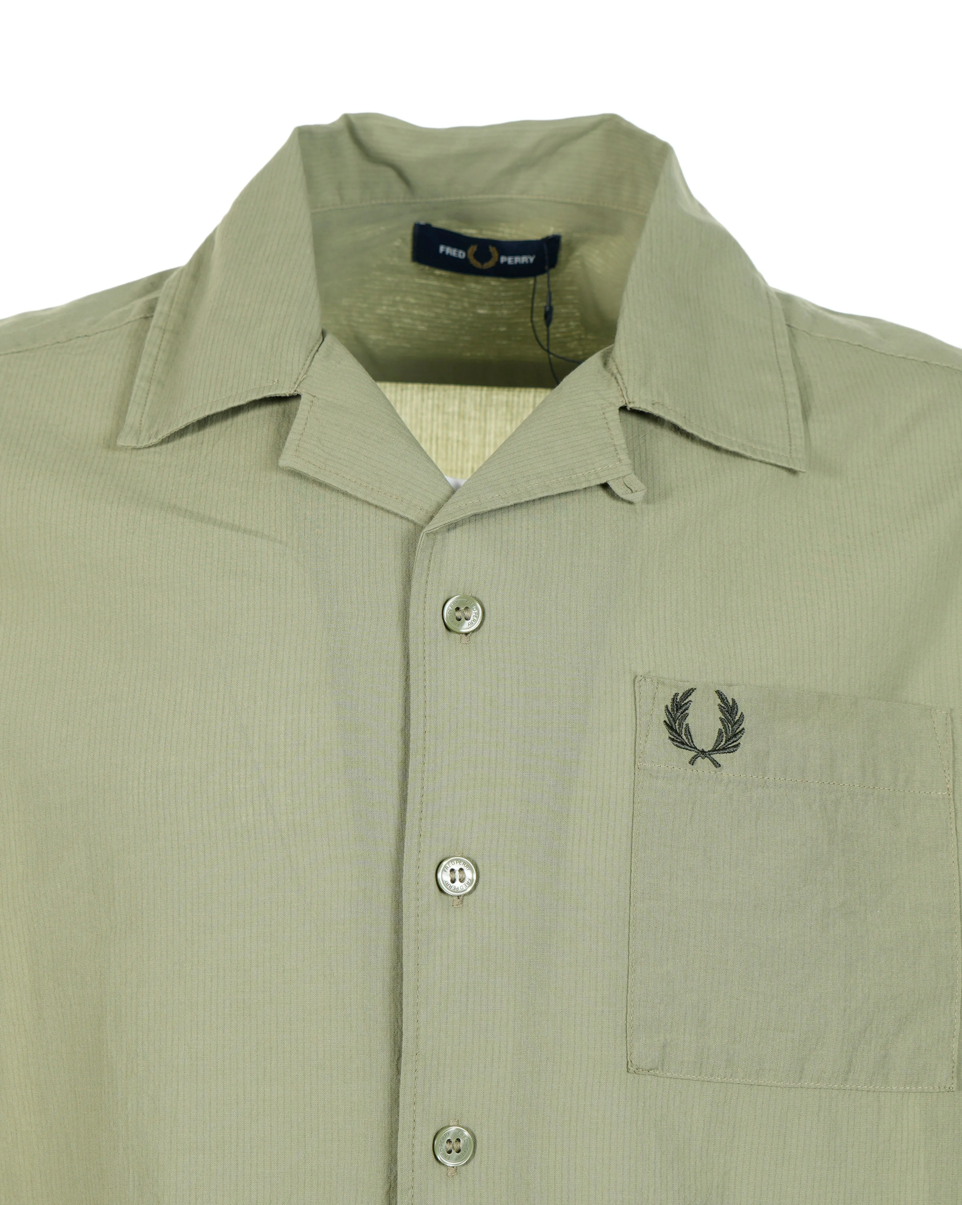 Lightweight Texture Revere Collar Short Sleeve Shirt Olive Mint sold by RAGAZZI product image thumbnail 3