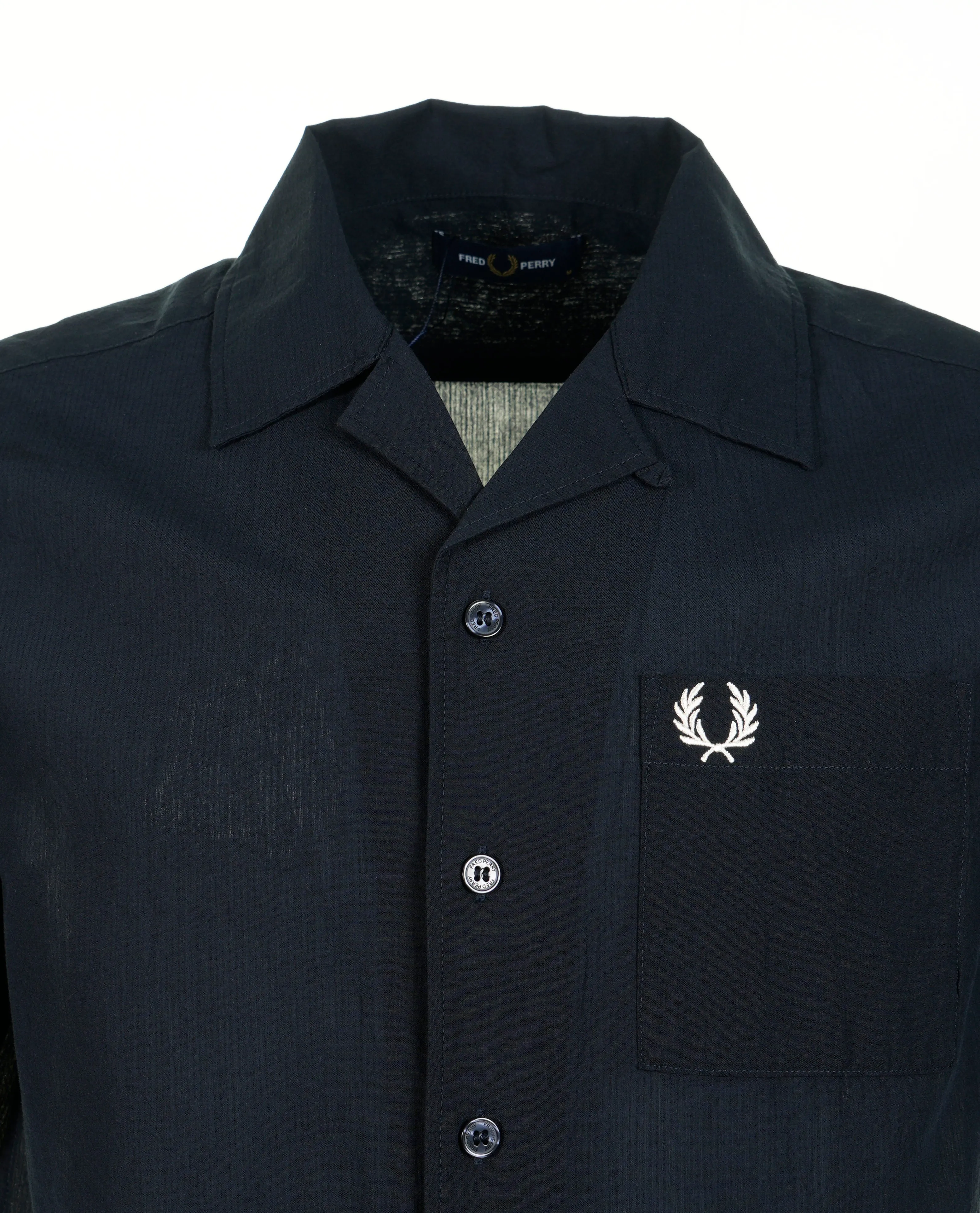 Lightweight Texture Revere Collar Short Sleeve Shirt Navy sold by RAGAZZI product image thumbnail 3
