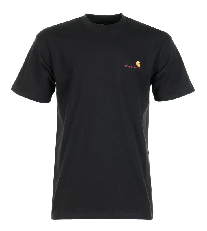 Short Sleeve American Script T Shirt Black sold by RAGAZZI