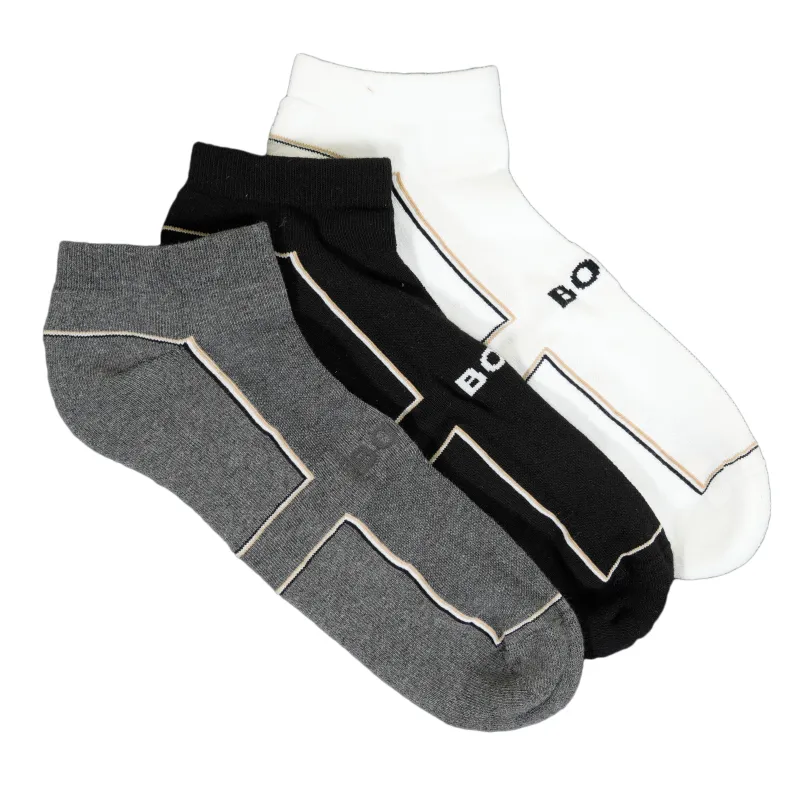 BOSS 3 Pack Trainer Socks Black White Grey sold by RAGAZZI