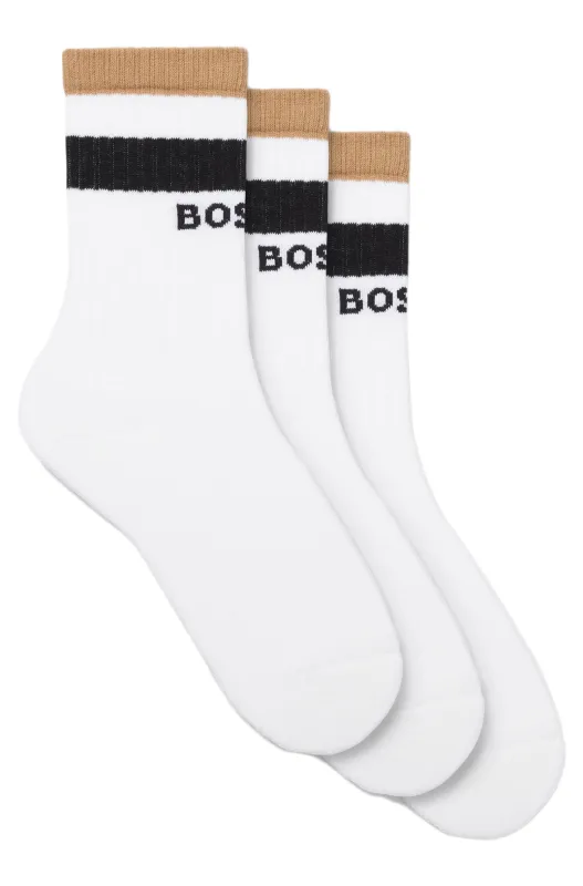 BOSS 3 Pack Iconic Socks White sold by RAGAZZI