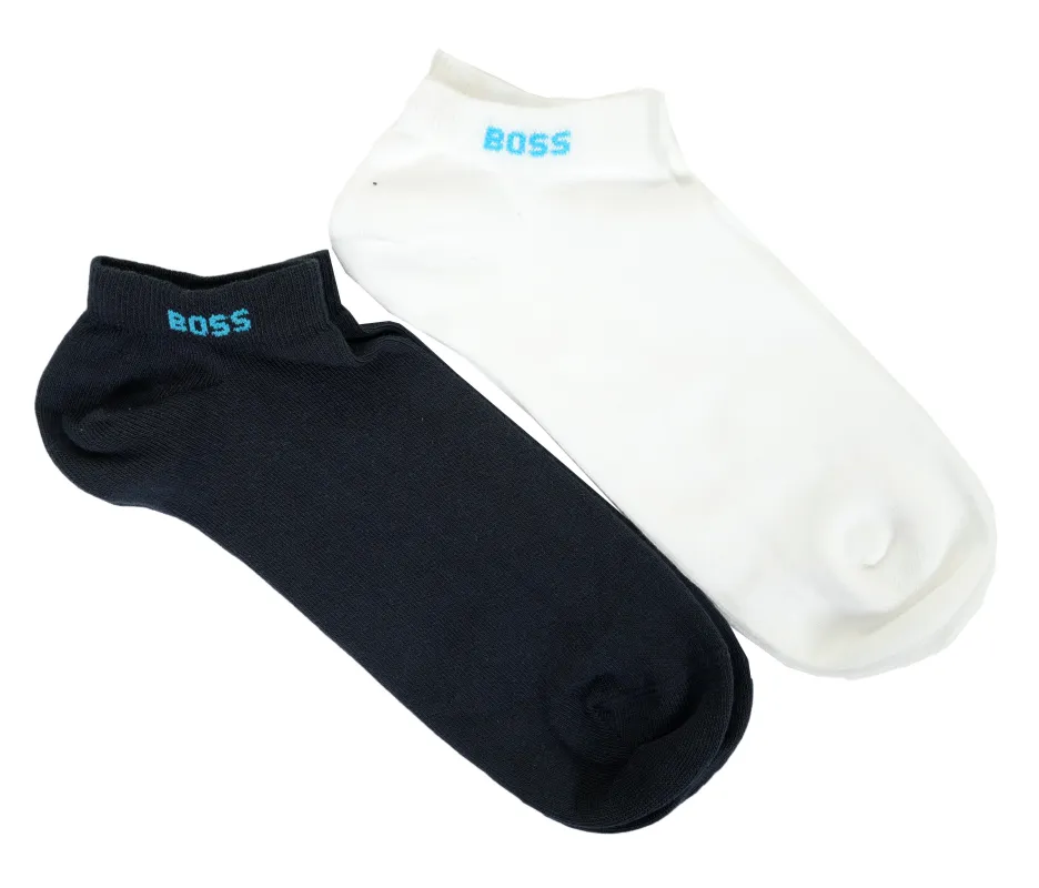 BOSS 2 Pack Trainer Socks White Navy sold by RAGAZZI