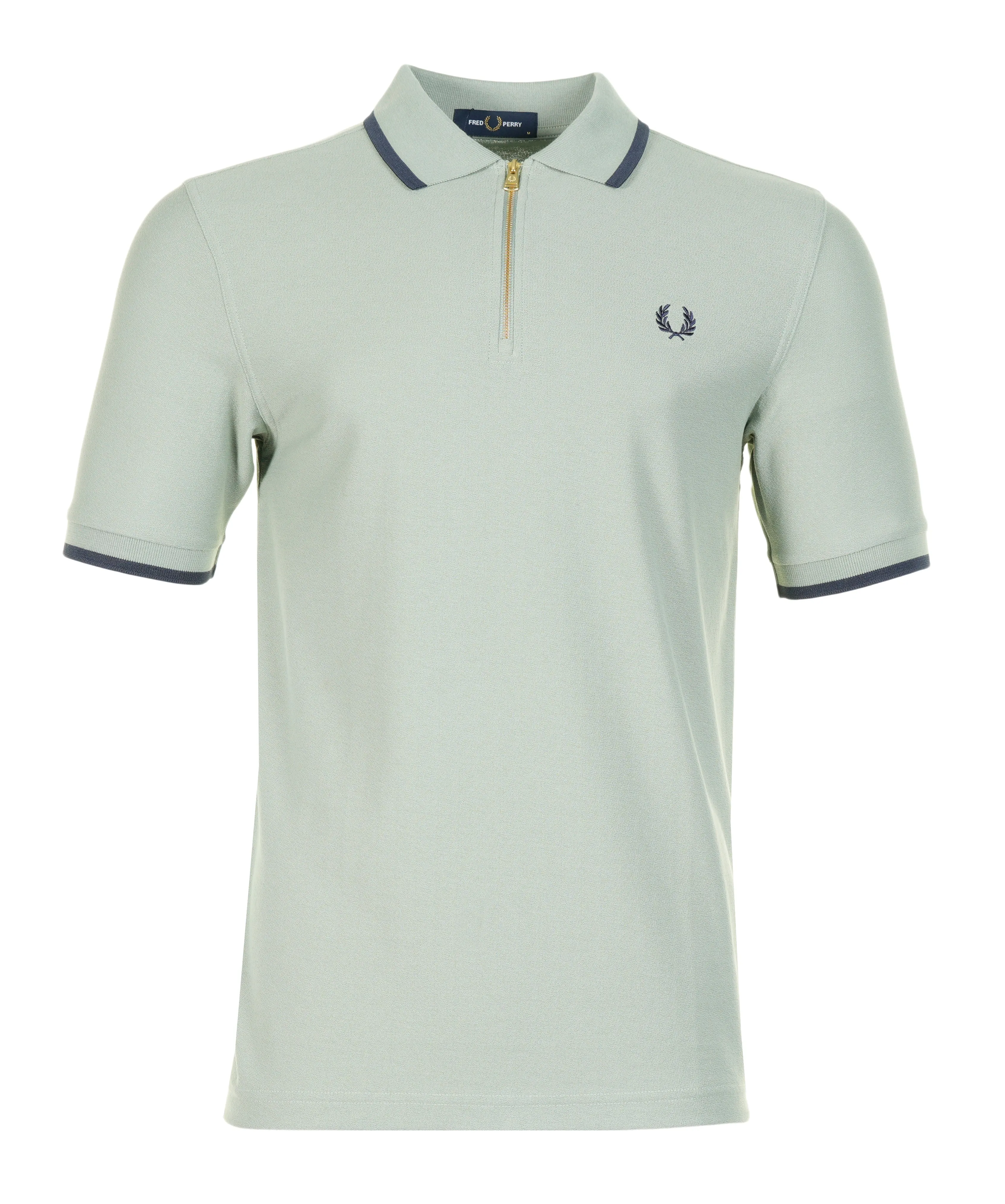 Crepe Pique Zip Neck Polo Shirt Bayleaf sold by RAGAZZI