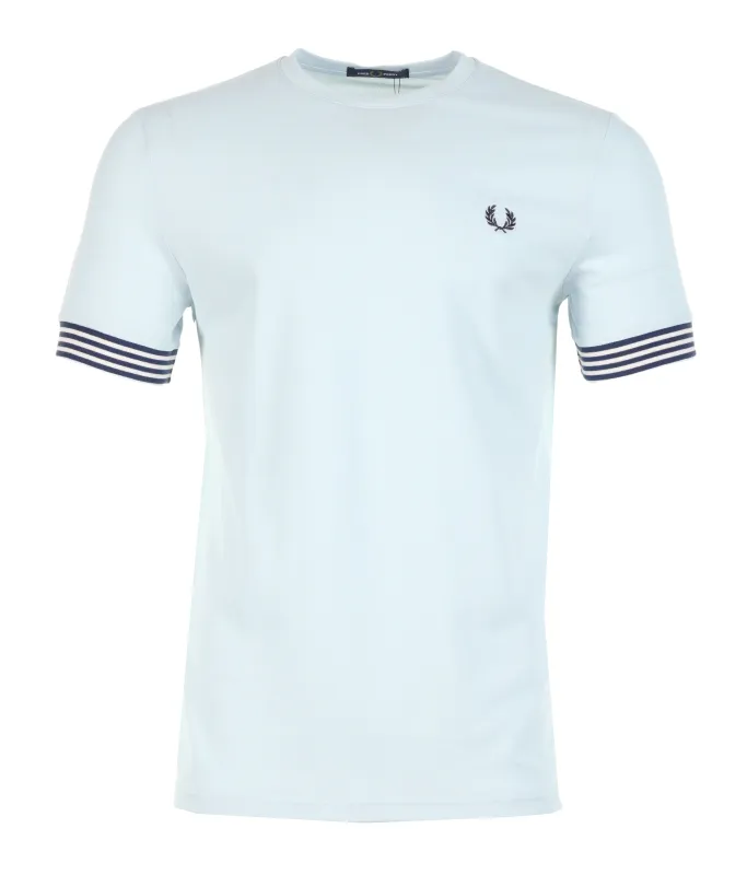 Striped Cuff Pique T Shirt Light Ice sold by RAGAZZI