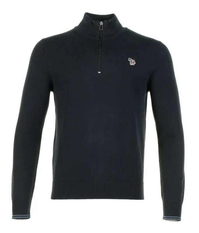 Knitted Zebra Quarter Zip Black made by Paul Smith
